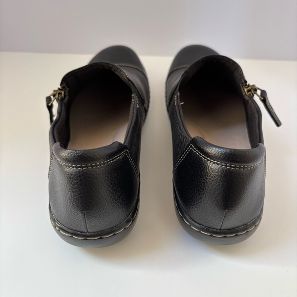 Clarks Collection Ashland Palm Shoes Slip On Zipper Leather Black Womens Size 9 - Picture 7 of 10